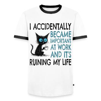 Colleague, Employee, Work, Stress, Work Stress - Men's Ringer Shirt - white/black - Front - AI Model Female 172 light (172cm) & AI Model Male 178 dark (178cm)