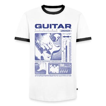 Guitariste Guitariste Rock Musicien streetwear - T-shirt contrasté Homme - blanc/noir - Devant - AI Model Female 172 light (172cm) & AI Model Male 178 dark (178cm)