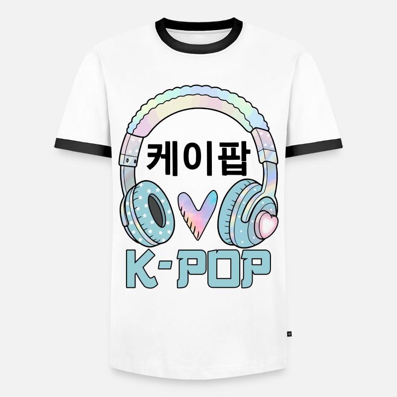 K Pop 케이팝 - Men's Ringer Shirt - white/black