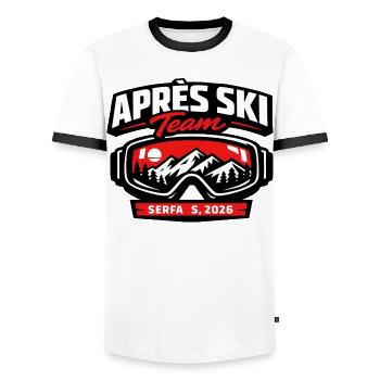ÉQUIPE DE LA FÊTE APRÈS LE SKI - Cadeau drôle - T-shirt contrasté Homme - blanc/noir - Devant - AI Model Female 172 light (172cm) & AI Model Male 178 dark (178cm)