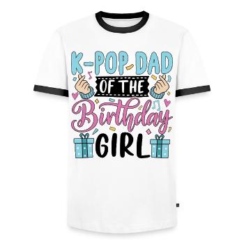 K-Pop Papa de la Fille d’Anniversaire - T-shirt contrasté Homme - blanc/noir - Devant - AI Model Female 172 light (172cm) & AI Model Male 178 dark (178cm)