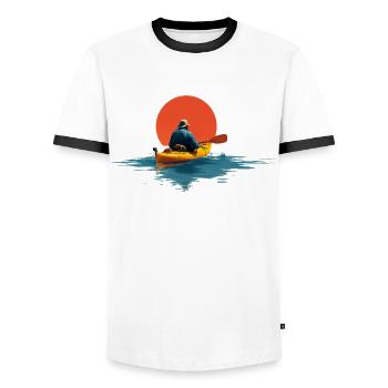 Paddlers in the sunset - Men's Ringer Shirt - white/black - Front - AI Model Female 172 light (172cm) & AI Model Male 178 dark (178cm)