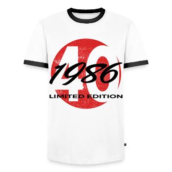 40e anniversaire 1986 cadeau pour hommes et femmes - T-shirt contrasté Homme - blanc/noir - Devant - AI Model Female 172 light (172cm) & AI Model Male 178 dark (178cm)