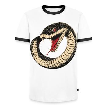 Snake - Men's Ringer Shirt - white/black - Front - AI Model Female 172 light (172cm) & AI Model Male 178 dark (178cm)