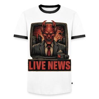 mauvaises nouvelles - T-shirt contrasté Homme - blanc/noir - Devant - AI Model Female 172 light (172cm) & AI Model Male 178 dark (178cm)