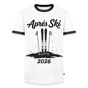 APRES SKI 2026 Winterurlaub Piste Party - Männer Kontrast-T-Shirt - Weiß/Schwarz - Vorne - AI Model Female 172 light (172cm) & AI Model Male 178 dark (178cm)