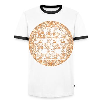 Funny Crochet Ducks Mandala For Crochet Lovers - Men's Ringer Shirt - white/black - Front - AI Model Female 172 light (172cm) & AI Model Male 178 dark (178cm)