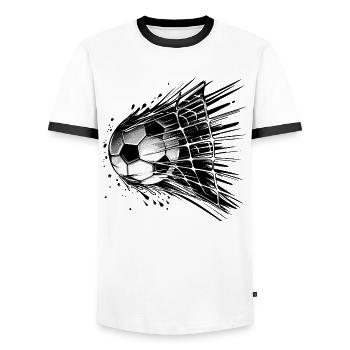 Fußball Ball - Männer Kontrast-T-Shirt - Weiß/Schwarz - Vorne - AI Model Female 172 light (172cm) & AI Model Male 178 dark (178cm)