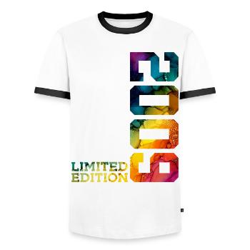 ÉDITION LIMITÉE 2009 17 ANS 17E ANNIVERSAIRE - T-shirt contrasté Homme - blanc/noir - Devant - AI Model Female 172 light (172cm) & AI Model Male 178 dark (178cm)