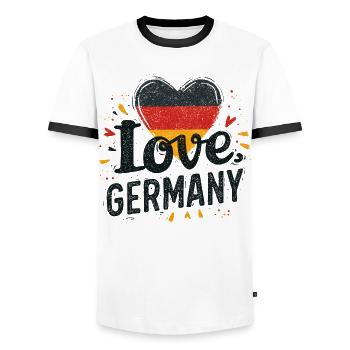 Allemagne Amour - T-shirt contrasté Homme - blanc/noir - Devant - AI Model Female 172 light (172cm) & AI Model Male 178 dark (178cm)