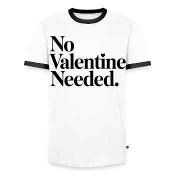 Chemise sans besoin de la Saint-Valentin – Drôle anti-Valentin - T-shirt contrasté Homme - blanc/noir - Devant - AI Model Female 172 light (172cm) & AI Model Male 178 dark (178cm)
