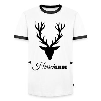 HirschLIEBE par les biens célestes - T-shirt contrasté Homme - blanc/noir - Devant - AI Model Female 172 light (172cm) & AI Model Male 178 dark (178cm)