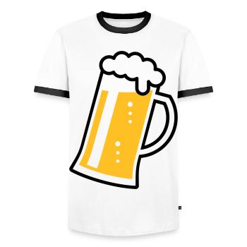 Maßkrug (beer / beer mug / beer glass / R /// 2C) - Men's Ringer Shirt - white/black - Front - AI Model Female 172 light (172cm) & AI Model Male 178 dark (178cm)