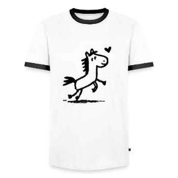Hottehü - Men's Ringer Shirt - white/black - Front - AI Model Female 172 light (172cm) & AI Model Male 178 dark (178cm)