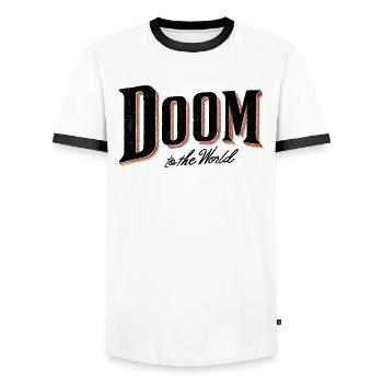 Le destin au monde - T-shirt contrasté Homme - blanc/noir - Devant - AI Model Female 172 light (172cm) & AI Model Male 178 dark (178cm)