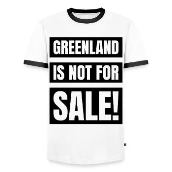 Greenland Is Not For Sale - Men's Ringer Shirt - white/black - Front - AI Model Female 172 light (172cm) & AI Model Male 178 dark (178cm)