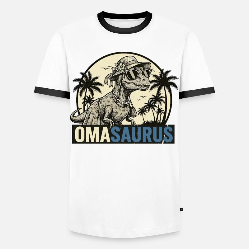 Omasaurus Rex – Lustiges Oma Dinosaurier Geschenk - Männer Kontrast-T-Shirt - Weiß/Schwarz