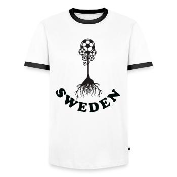 Arbre du football de Suède - T-shirt contrasté Homme - blanc/noir - Devant - AI Model Female 172 light (172cm) & AI Model Male 178 dark (178cm)