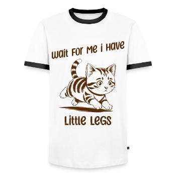 Wait for me I have little Legs - Lustige Katze - Men's Ringer Shirt - white/black - Front - AI Model Female 172 light (172cm) & AI Model Male 178 dark (178cm)