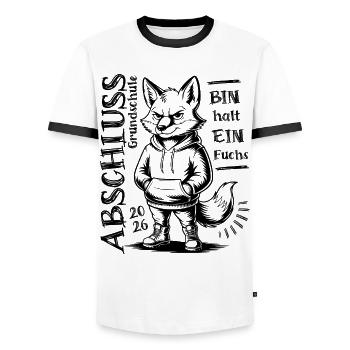 Grundschule Abschluss 2026 - Bin halt ein Fuchs - Männer Kontrast-T-Shirt - Weiß/Schwarz - Vorne - AI Model Female 172 light (172cm) & AI Model Male 178 dark (178cm)