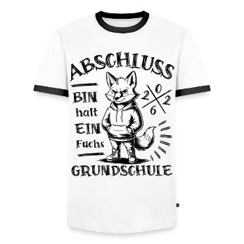 Abschluss 2026 Grundschule - Bin halt ein Fuchs - Männer Kontrast-T-Shirt - Weiß/Schwarz - Vorne - AI Model Female 172 light (172cm) & AI Model Male 178 dark (178cm)