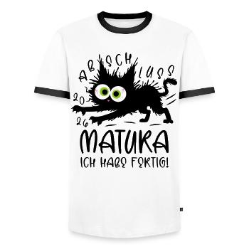 Matura 2026 I'm done cat - Men's Ringer Shirt - white/black - Front - AI Model Female 172 light (172cm) & AI Model Male 178 dark (178cm)