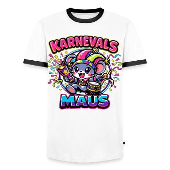 Carnival Mouse Carnival Costume - Men's Ringer Shirt - white/black - Front - AI Model Female 172 light (172cm) & AI Model Male 178 dark (178cm)