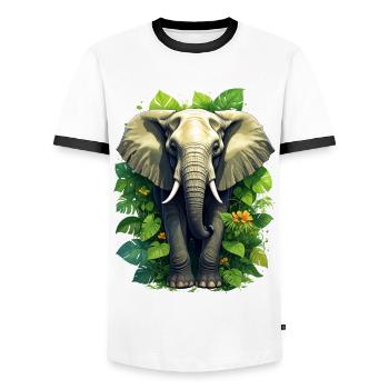 Ein Elefant im Dschungel - Männer Kontrast-T-Shirt - Weiß/Schwarz - Vorne - AI Model Female 172 light (172cm) & AI Model Male 178 dark (178cm)