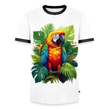 Parrot in the jungle - Men's Ringer Shirt - white/black - Front - AI Model Female 172 light (172cm) & AI Model Male 178 dark (178cm)