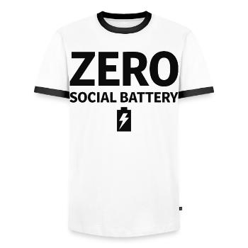 Zero Social Battery Battery Empty Introvert - Men's Ringer Shirt - white/black - Front - AI Model Female 172 light (172cm) & AI Model Male 178 dark (178cm)
