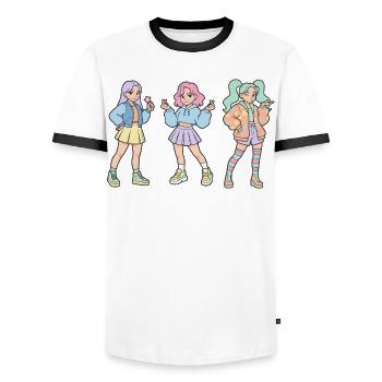 Kpop Koreanische Musik Süßes Korea-Mädchen Kpop-Fans Finger - Männer Kontrast-T-Shirt - Weiß/Schwarz - Vorne - AI Model Female 172 light (172cm) & AI Model Male 178 dark (178cm)