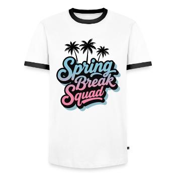 Spring Break Squad Palm Trees Tropical Holiday Party - Men's Ringer Shirt - white/black - Front - AI Model Female 172 light (172cm) & AI Model Male 178 dark (178cm)