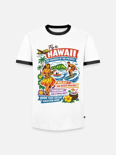 Hawaii Dream Trip 50s Poster - Men's Ringer Shirt - white/black