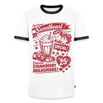Strawberry Milkshake 50s Retro Design - Men's Ringer Shirt - white/black - Front - AI Model Female 172 light (172cm) & AI Model Male 178 dark (178cm)