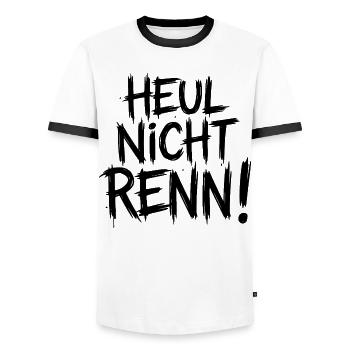 Ne pleure pas. Cours ! - T-shirt contrasté Homme - blanc/noir - Devant - AI Model Female 172 light (172cm) & AI Model Male 178 dark (178cm)