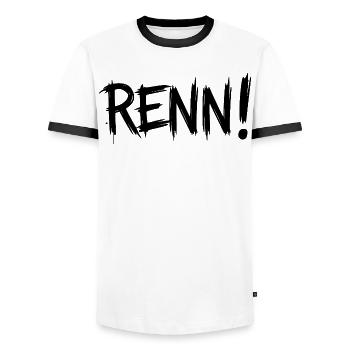 Run! (Running, running, jogging, runner) - Men's Ringer Shirt - white/black - Front - AI Model Female 172 light (172cm) & AI Model Male 178 dark (178cm)