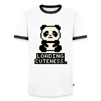 Pixelbaby Charging Cuteness - Men's Ringer Shirt - white/black - Front - AI Model Female 172 light (172cm) & AI Model Male 178 dark (178cm)