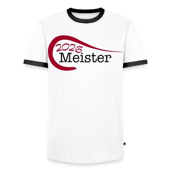 Champion 2026 Championship - Men's Ringer Shirt - white/black - Front - AI Model Female 172 light (172cm) & AI Model Male 178 dark (178cm)