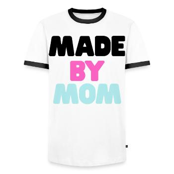 Made By Mom - Men's Ringer Shirt - white/black - Front - AI Model Female 172 light (172cm) & AI Model Male 178 dark (178cm)