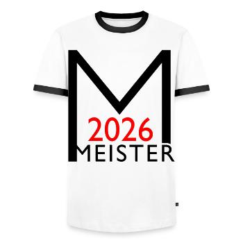 Meister 2026 Meisterschaft - Männer Kontrast-T-Shirt - Weiß/Schwarz - Vorne - AI Model Female 172 light (172cm) & AI Model Male 178 dark (178cm)