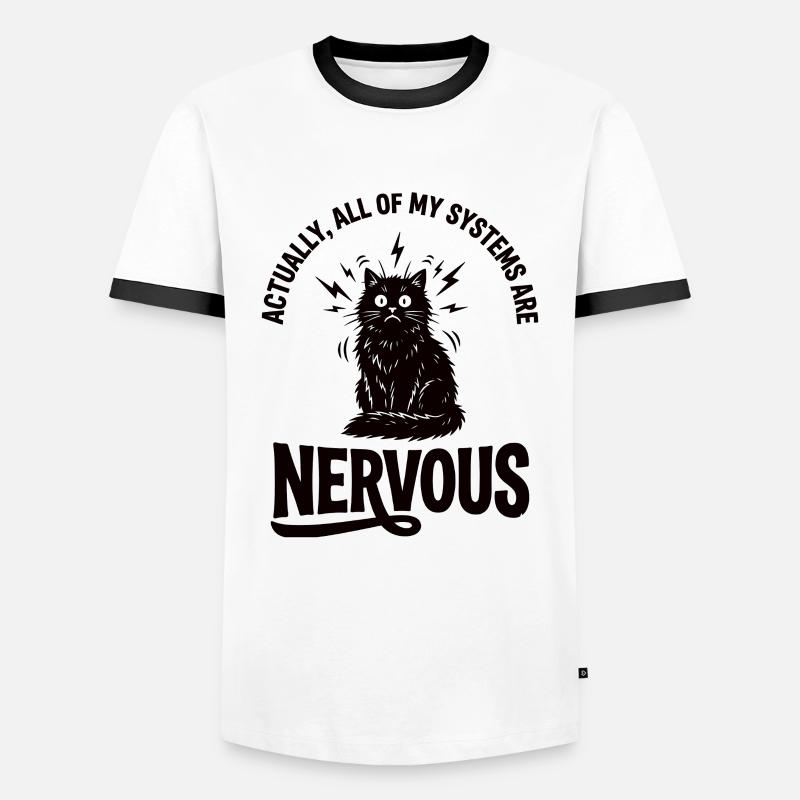 Echte Ironie Katze Nervensystem Statement - Männer Kontrast-T-Shirt - Weiß/Schwarz