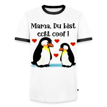 Komplimente Mama Muttertag Pinguine - Männer Kontrast-T-Shirt - Weiß/Schwarz - Vorne - AI Model Female 172 light (172cm) & AI Model Male 178 dark (178cm)
