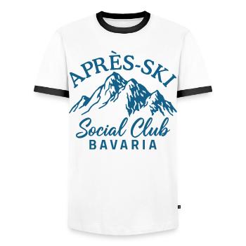 Apres Ski Social Club Bavaria - Männer Kontrast-T-Shirt - Weiß/Schwarz - Vorne - AI Model Female 172 light (172cm) & AI Model Male 178 dark (178cm)
