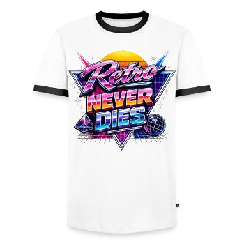Retro Neon Never Dies - Men's Ringer Shirt - white/black - Front - AI Model Female 172 light (172cm) & AI Model Male 178 dark (178cm)