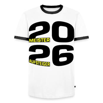Champion and promoted team 2026 - Men's Ringer Shirt - white/black - Front - AI Model Female 172 light (172cm) & AI Model Male 178 dark (178cm)
