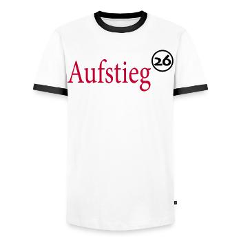Aufsteiger 2026 Aufstieg - Männer Kontrast-T-Shirt - Weiß/Schwarz - Vorne - AI Model Female 172 light (172cm) & AI Model Male 178 dark (178cm)