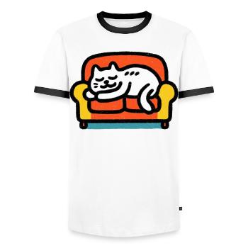 Chillekatze - T-shirt contrasté Homme - blanc/noir - Devant - AI Model Female 172 light (172cm) & AI Model Male 178 dark (178cm)