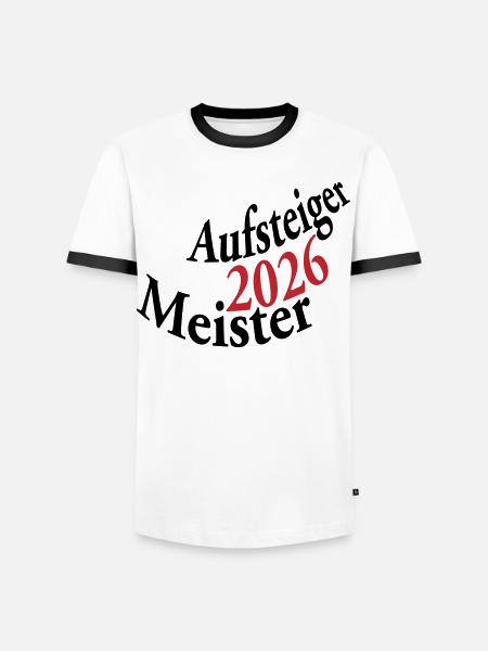 Meister und Aufsteiger 2026 - Männer Kontrast-T-Shirt - Weiß/Schwarz