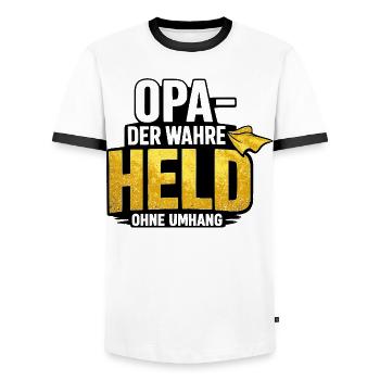 Grand-père, le vrai héros sans cape - T-shirt contrasté Homme - blanc/noir - Devant - AI Model Female 172 light (172cm) & AI Model Male 178 dark (178cm)