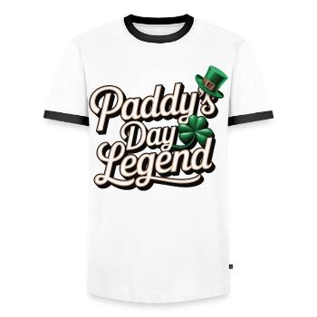 St. Patrick’s Day Shirt – Paddy’s Day Legend - Männer Kontrast-T-Shirt - Weiß/Schwarz - Vorne - AI Model Female 172 light (172cm) & AI Model Male 178 dark (178cm)